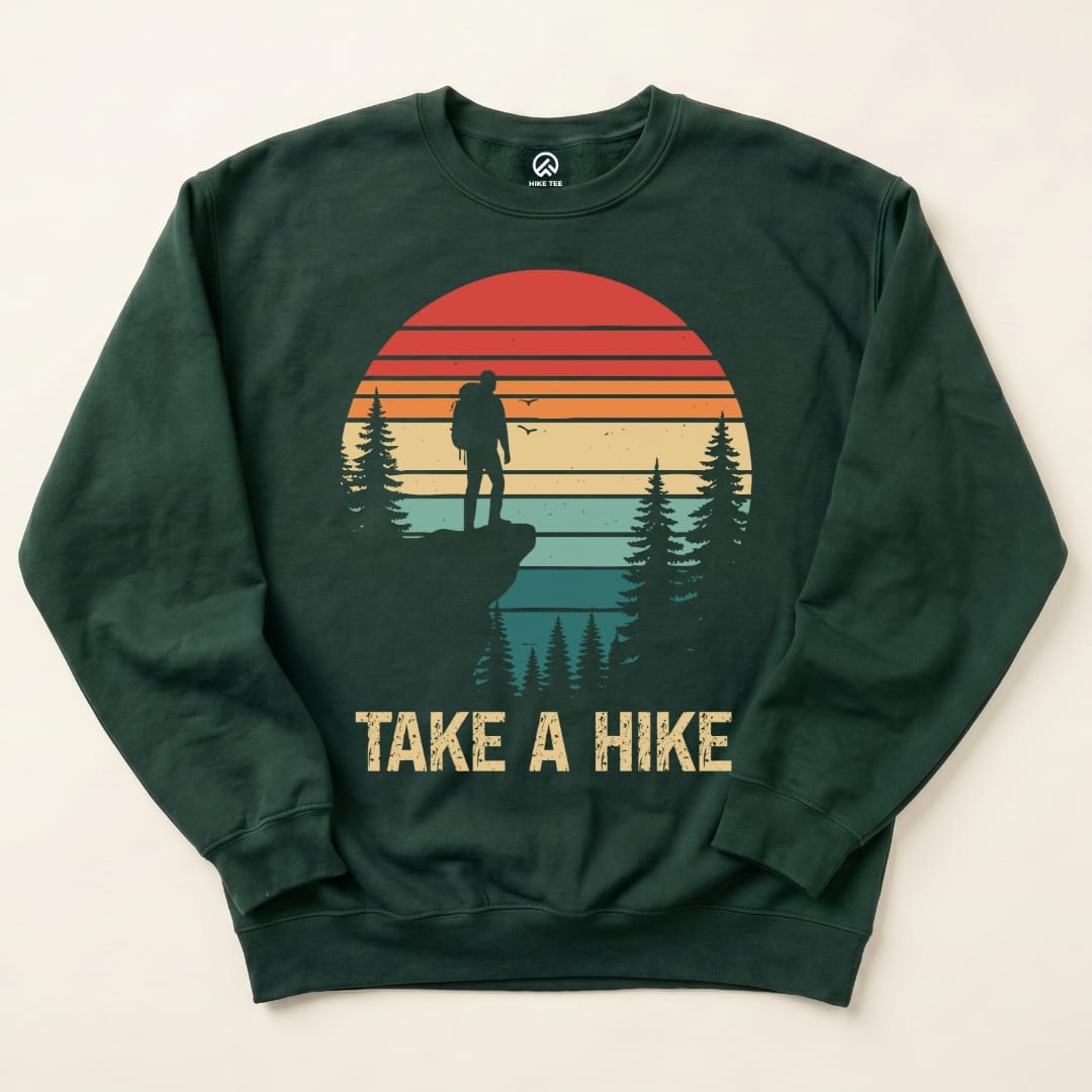 Take a Hike Retro Sweatshirt Hike Tee Sweatshirt Forest Green / S