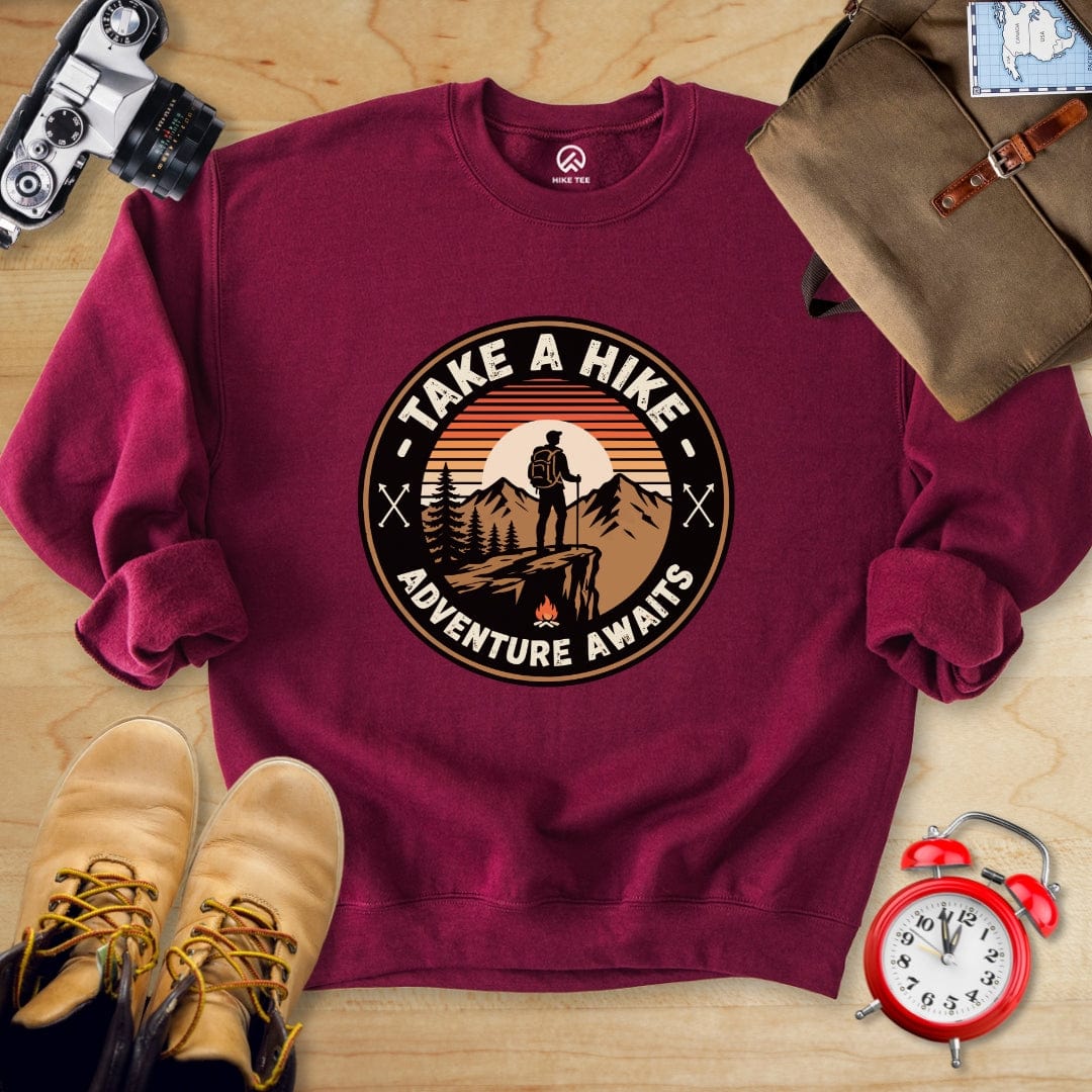 Hike Tee Sweatshirt Maroon / S Take a Hike Retro Sweatshirt