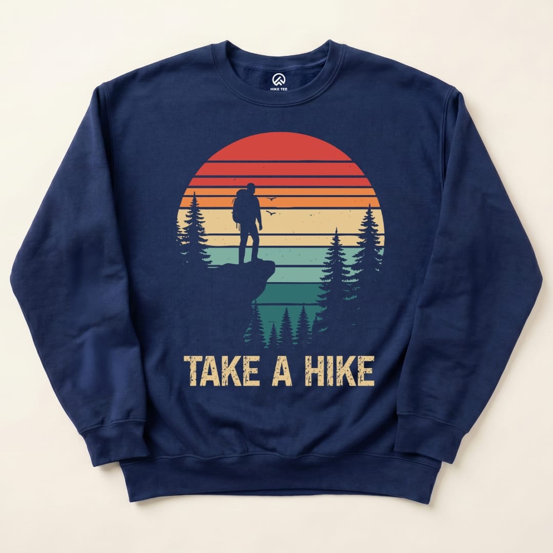Take a Hike Retro Sweatshirt Hike Tee Sweatshirt Navy / S