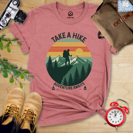 Hike Tee T-Shirt Heather Mauve / S Take a Hike Vinrage Shirt