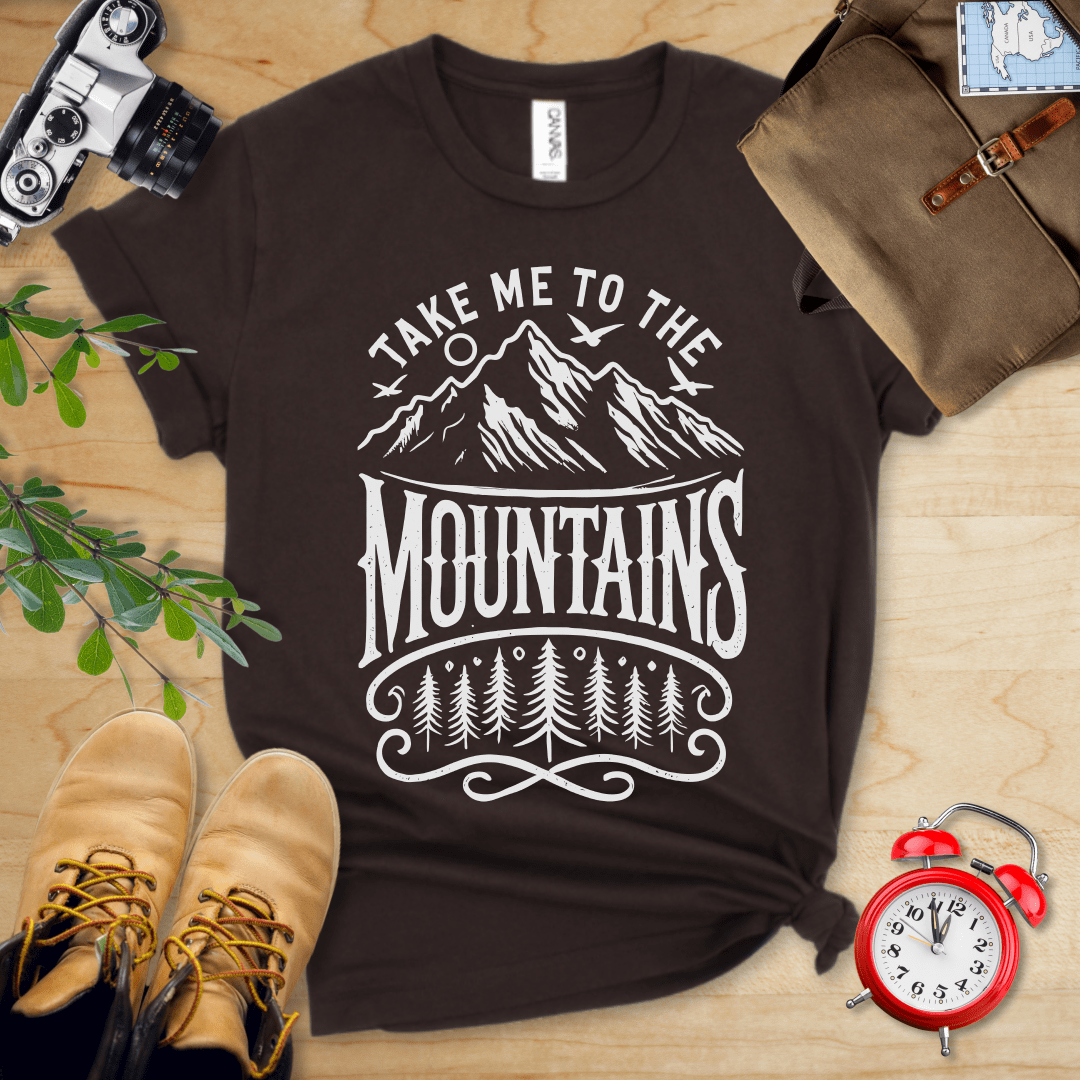 Printify T-Shirt Brown / S Take Me To The Mountains Shirt