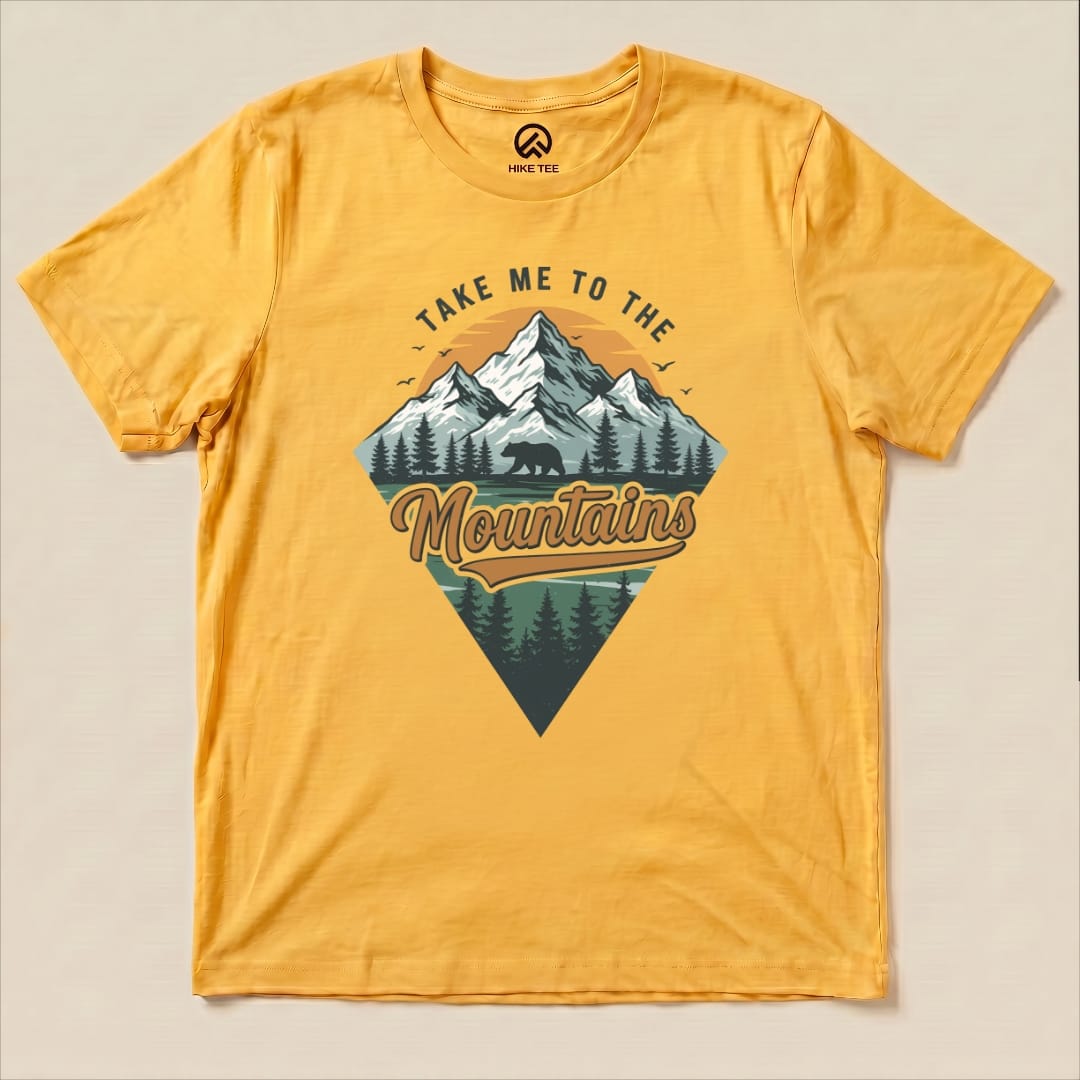 Take Me To The Mountains Shirt Hike Tee T-Shirt Gold / S