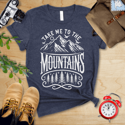 Printify T-Shirt Heather Navy / S Take Me To The Mountains Shirt