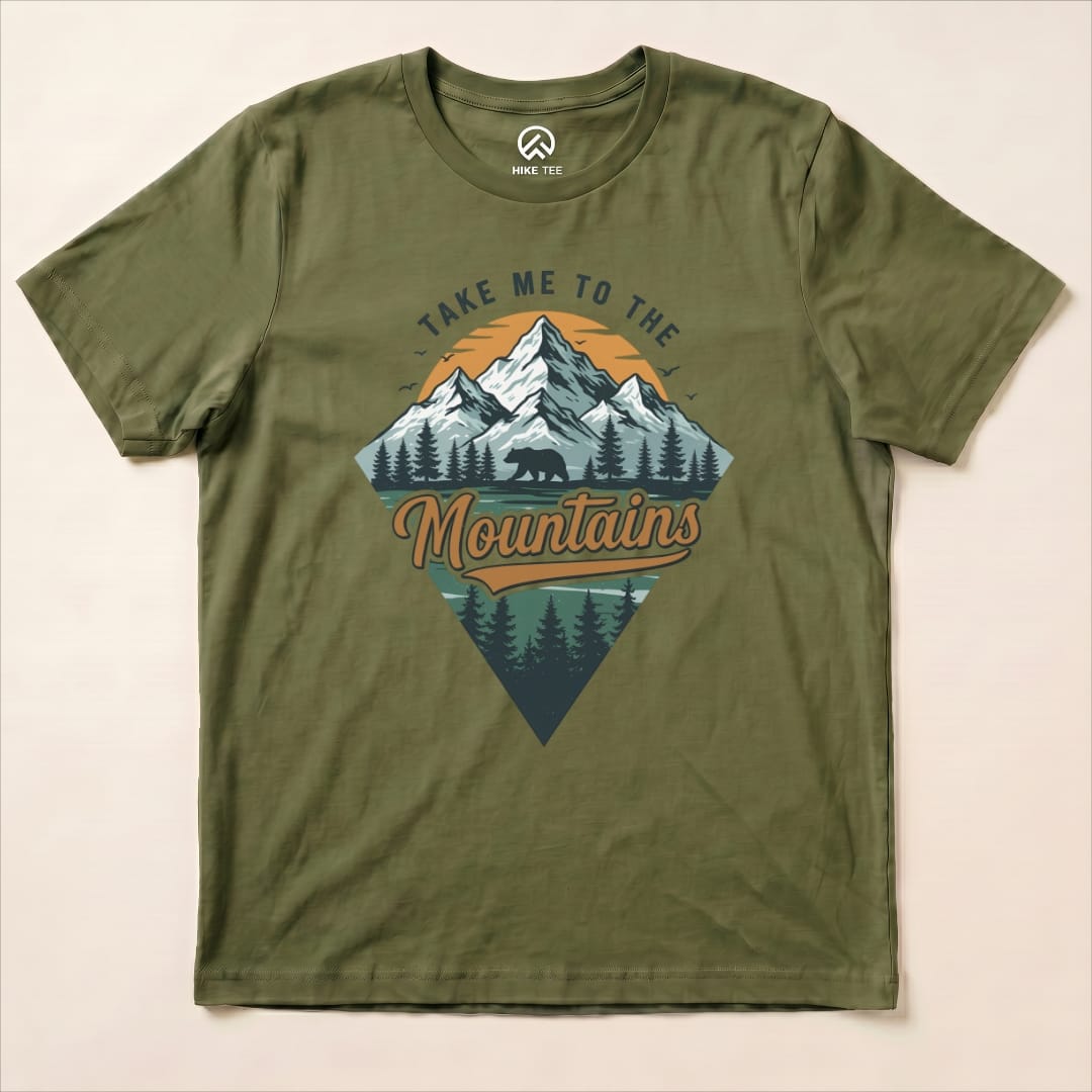 Take Me To The Mountains Shirt Hike Tee T-Shirt Military Green / S