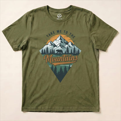 Take Me To The Mountains Shirt Hike Tee T-Shirt Military Green / S