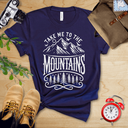 Printify T-Shirt Navy / S Take Me To The Mountains Shirt