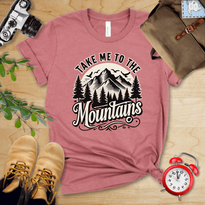 Printify T-Shirt Heather Mauve / S Take me to the Mountains