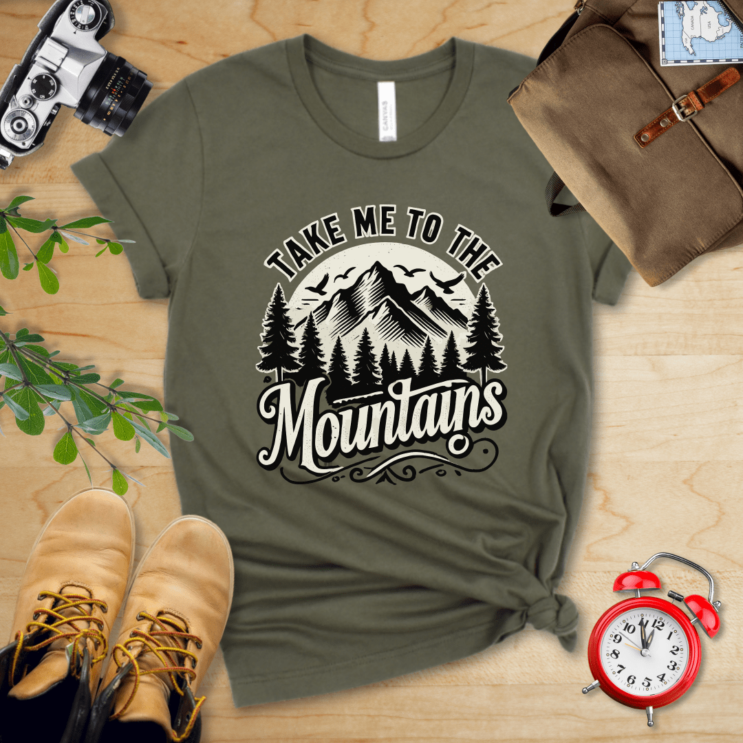 Printify T-Shirt Military Green / S Take me to the Mountains