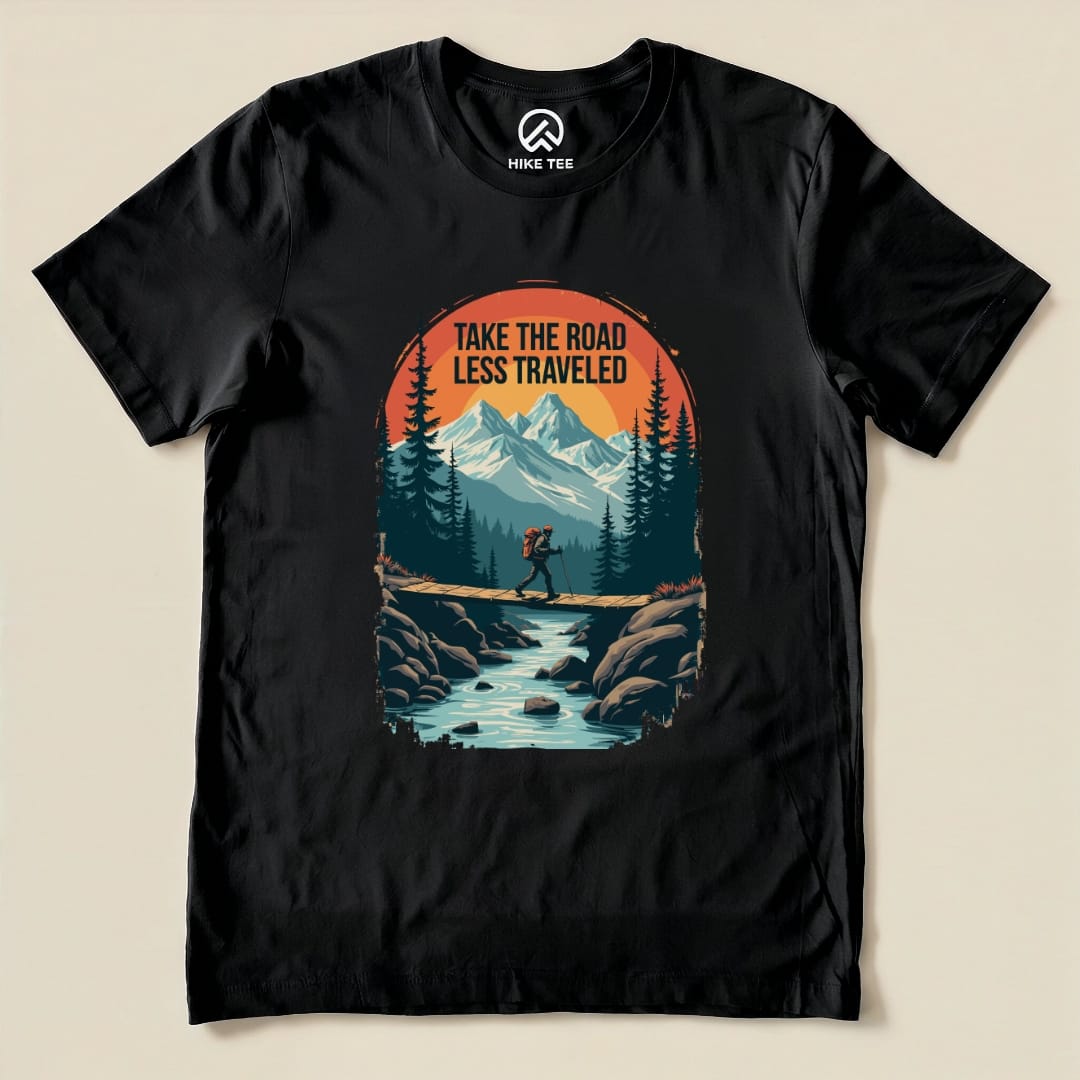 Take the Road Less Traveled Shirt Hike Tee T-Shirt Black / S