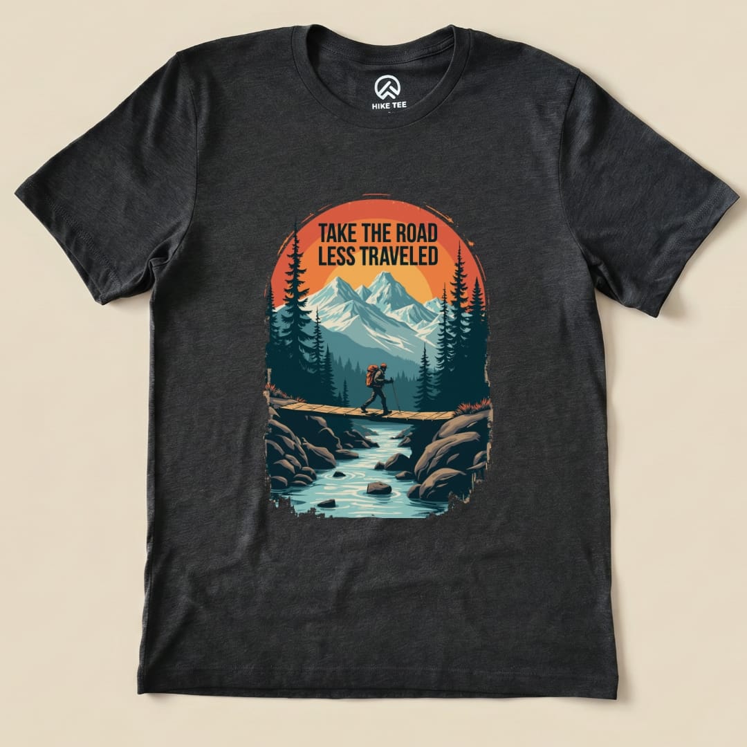 Take the Road Less Traveled Shirt Hike Tee T-Shirt Dark Grey Heather / S