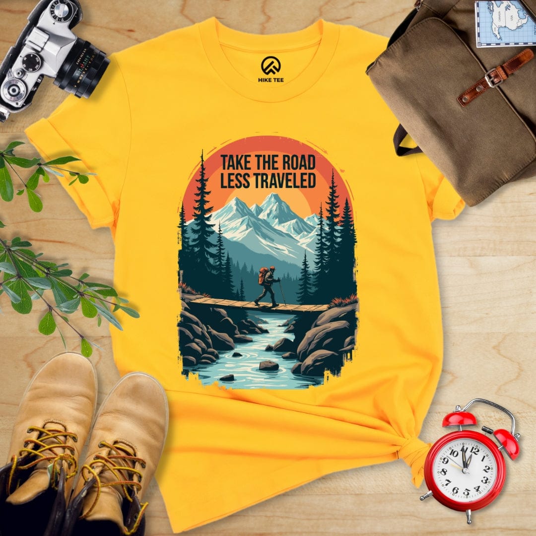 Hike Tee T-Shirt Gold / S Take the Road Less Traveled Shirt