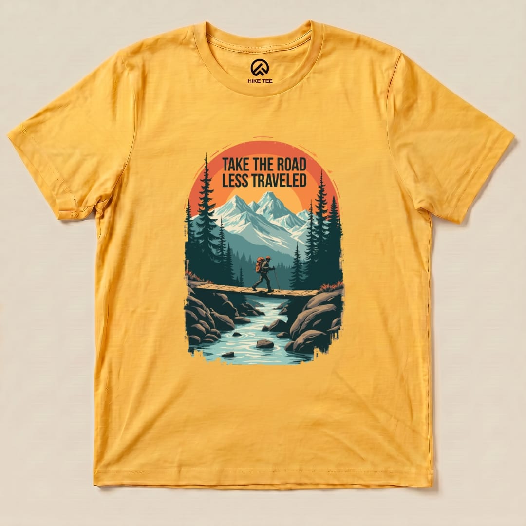 Take the Road Less Traveled Shirt Hike Tee T-Shirt Gold / S