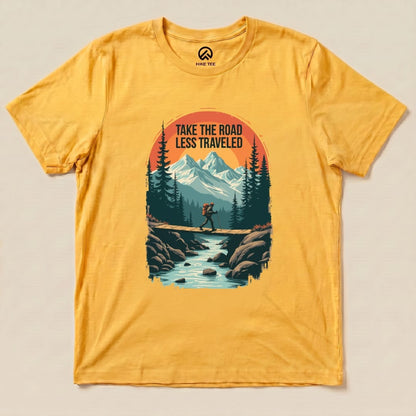 Take the Road Less Traveled Shirt Hike Tee T-Shirt Gold / S