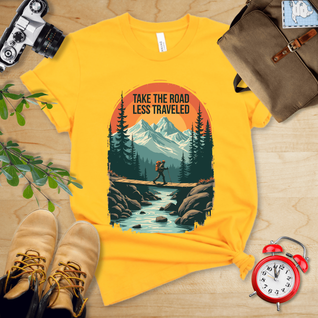 Printify T-Shirt Gold / S Take the Road Less Traveled Shirt