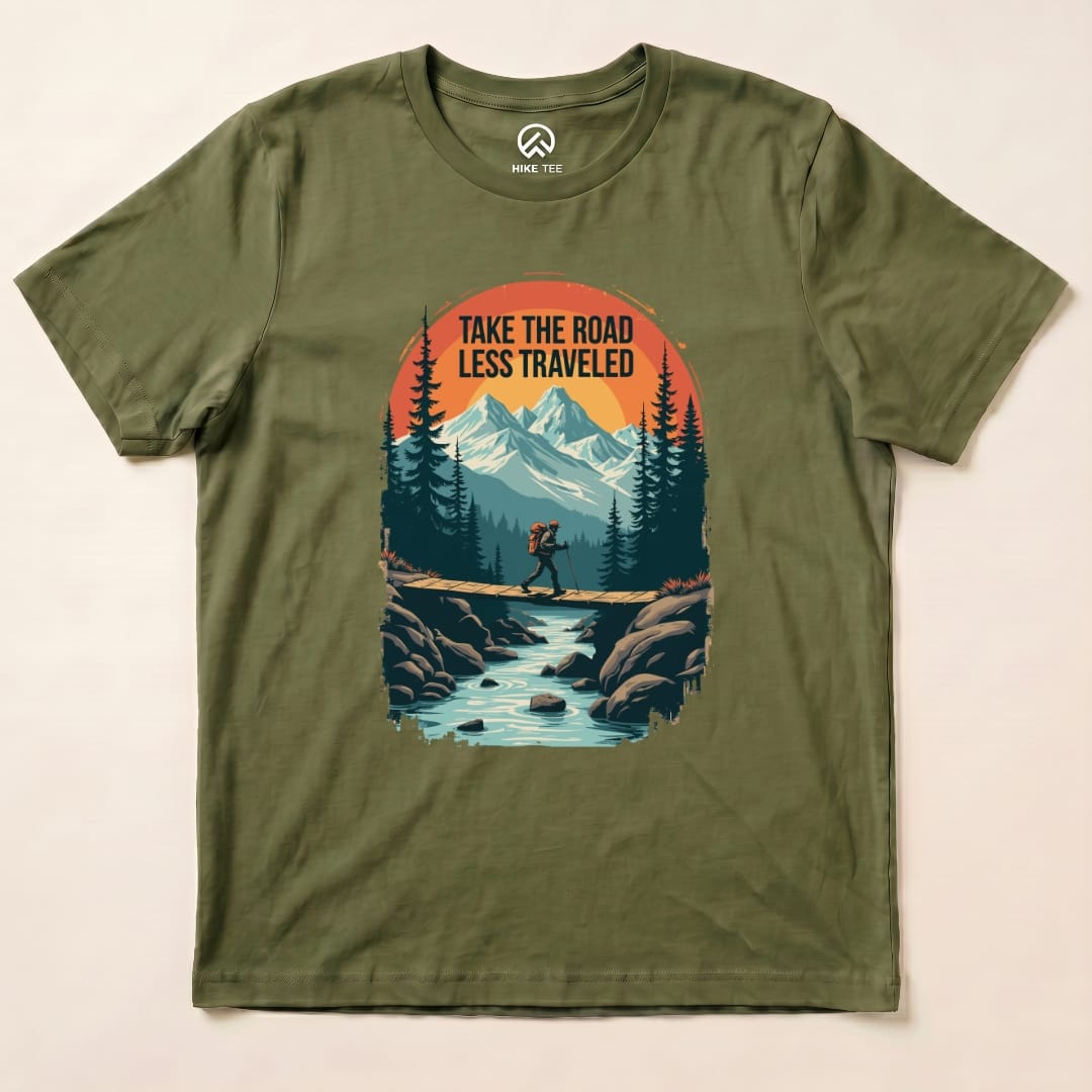 Take the Road Less Traveled Shirt Hike Tee T-Shirt Military Green / S