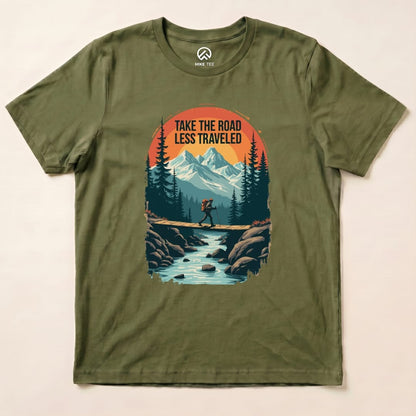 Take the Road Less Traveled Shirt Hike Tee T-Shirt Military Green / S