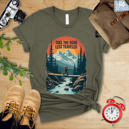 Printify T-Shirt Military Green / S Take the Road Less Traveled Shirt