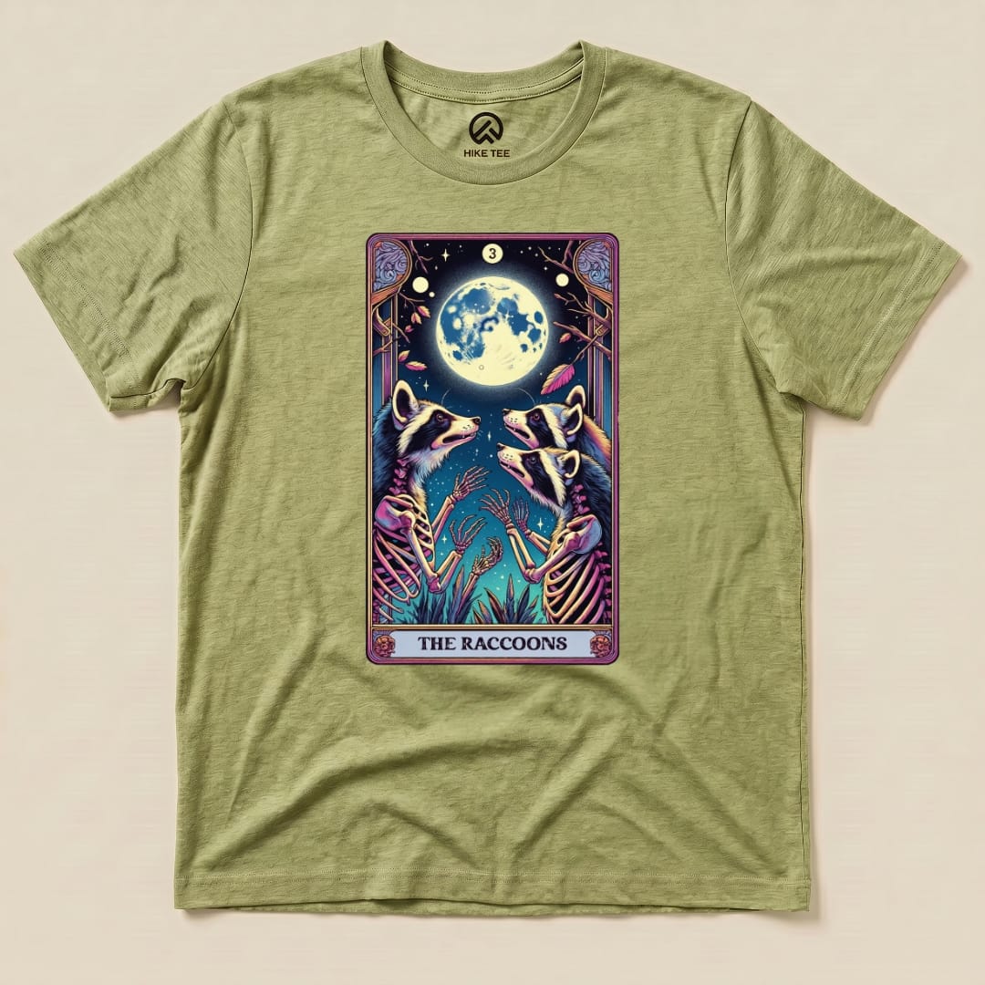 Tarrot Raccoon Shirt Hike Tee T-Shirt Heather Green / S