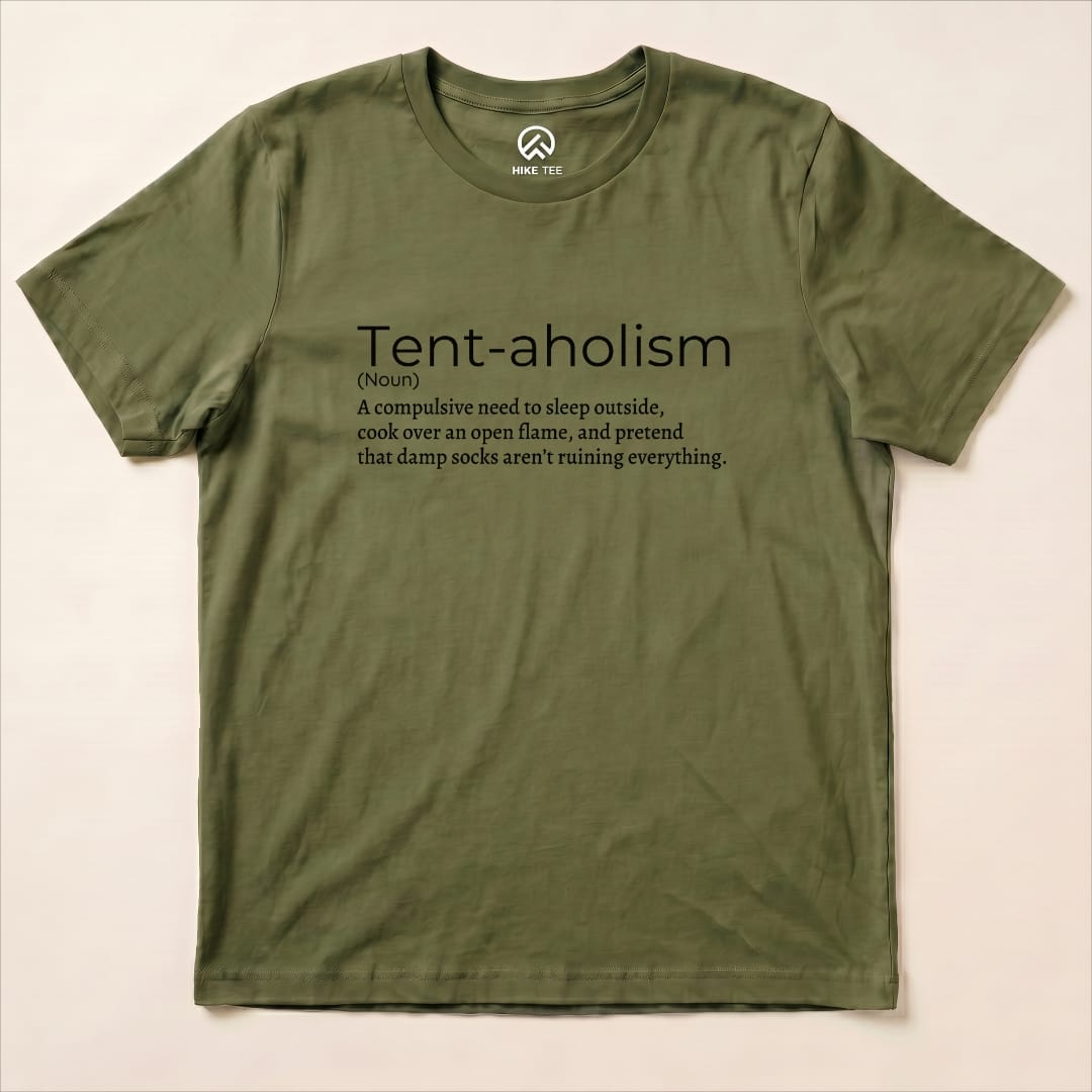 Tent-aholizm Definition Shirt Hike Tee T-Shirt Military Green / S