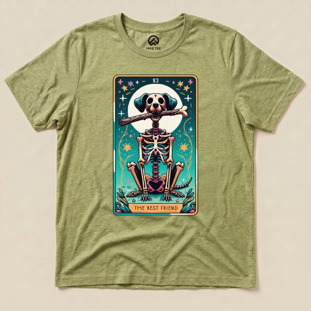 Th Best Friend Tarot Card Dog Shirt Hike Tee T-Shirt Heather Green / S