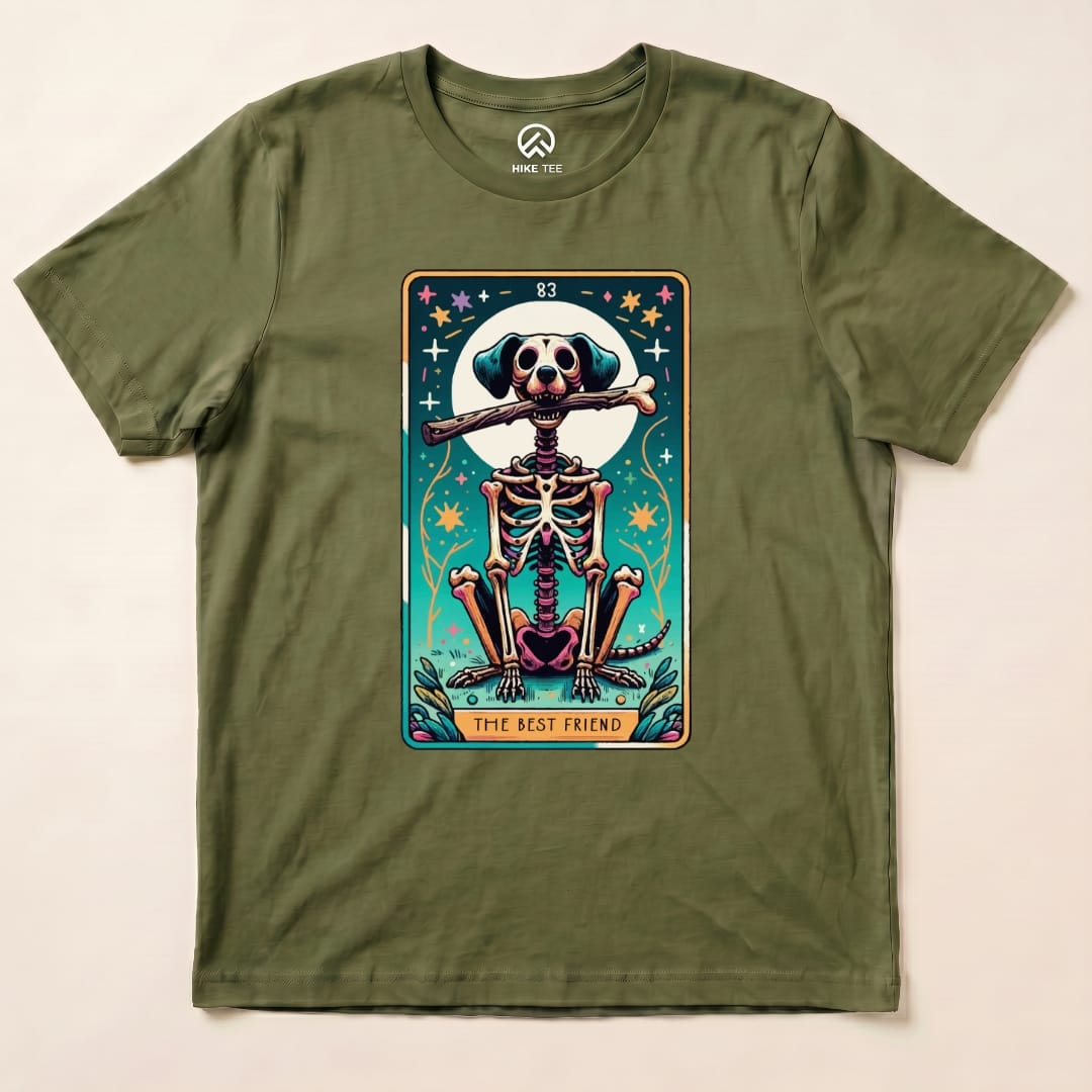 Th Best Friend Tarot Card Dog Shirt Hike Tee T-Shirt Military Green / S