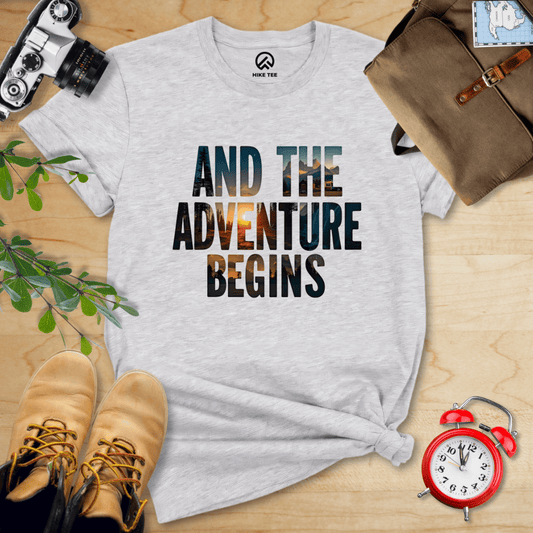 Hike Tee T-Shirt Athletic Heather / S The Adventure Begins Shirt