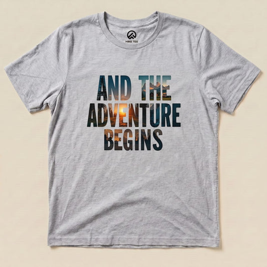 The Adventure Begins Shirt Hike Tee T-Shirt Athletic Heather / S