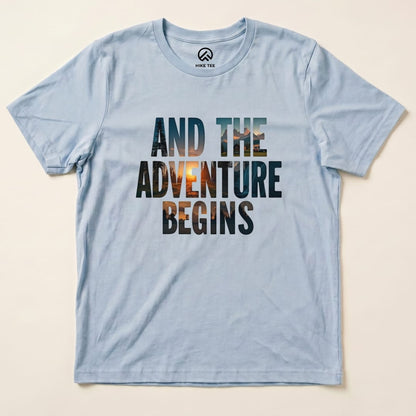 The Adventure Begins Shirt Hike Tee T-Shirt Baby Blue / S
