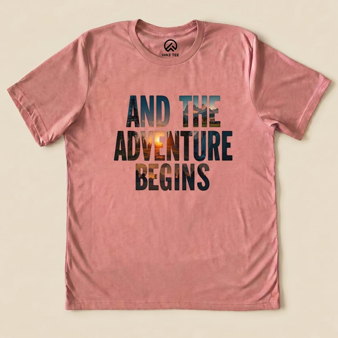 The Adventure Begins Shirt Hike Tee T-Shirt Heather Mauve / S