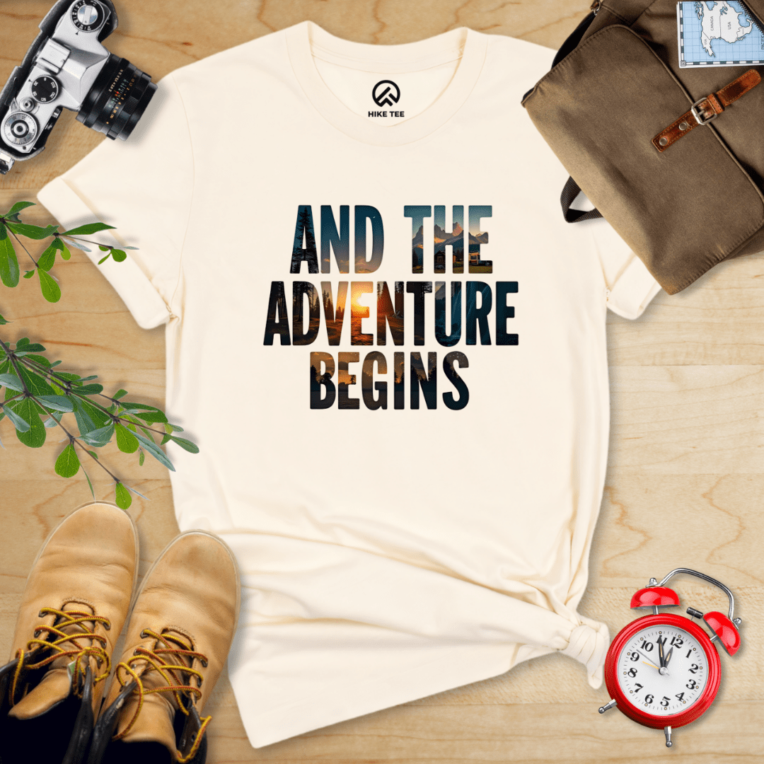 Hike Tee T-Shirt Natural / S The Adventure Begins Shirt