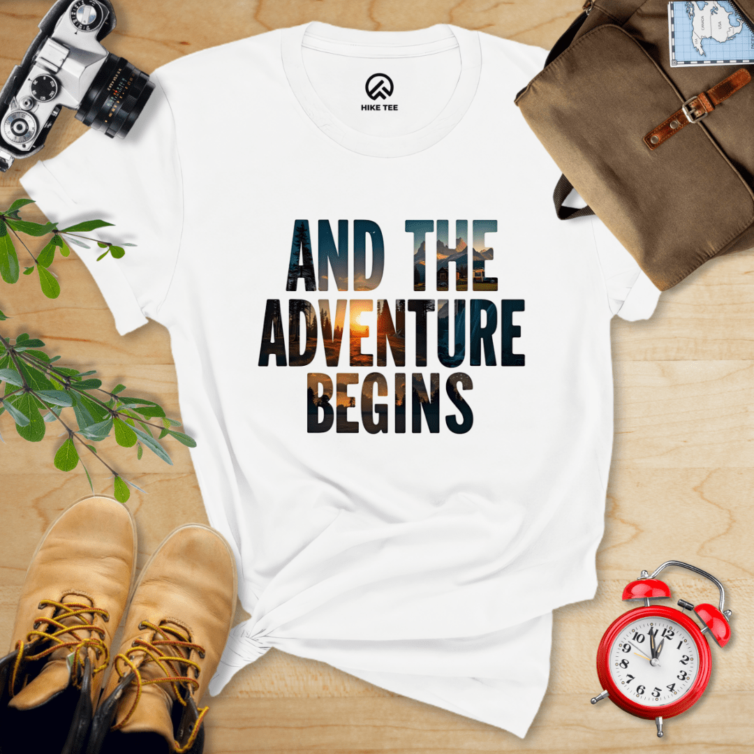 Hike Tee T-Shirt White / S The Adventure Begins Shirt