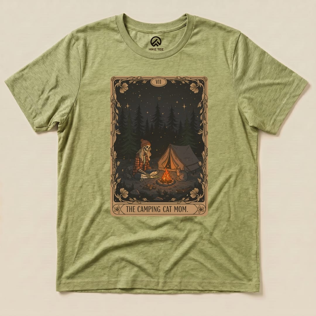 Hike Tee T-Shirt Heather Green / S The Camping Cat Mom Shirt