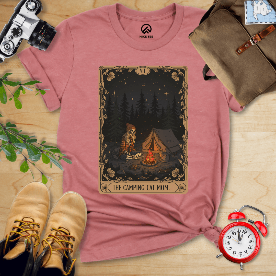 Hike Tee T-Shirt Heather Mauve / S The Camping Cat Mom Shirt