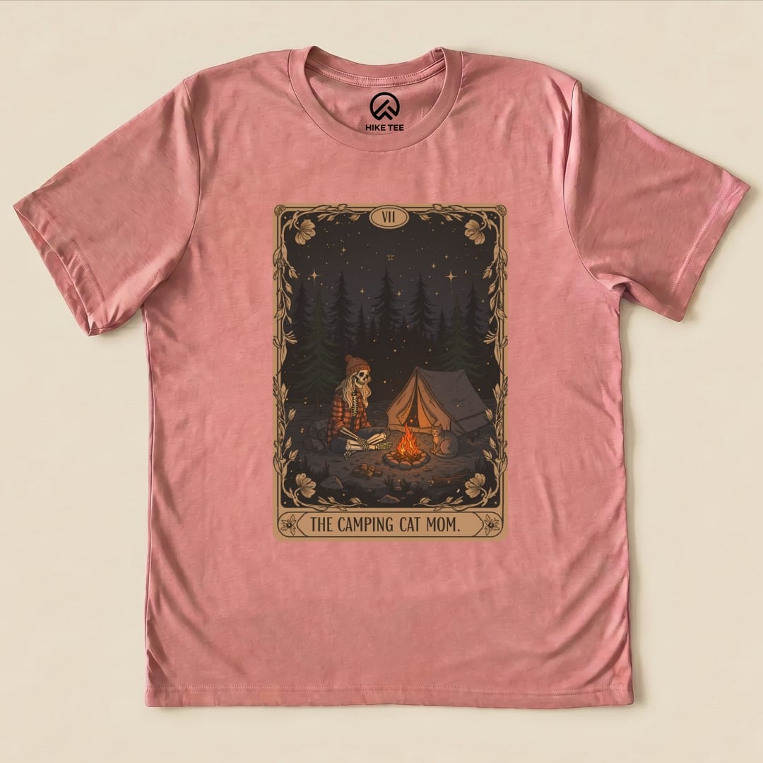 Hike Tee T-Shirt Heather Mauve / S The Camping Cat Mom Shirt