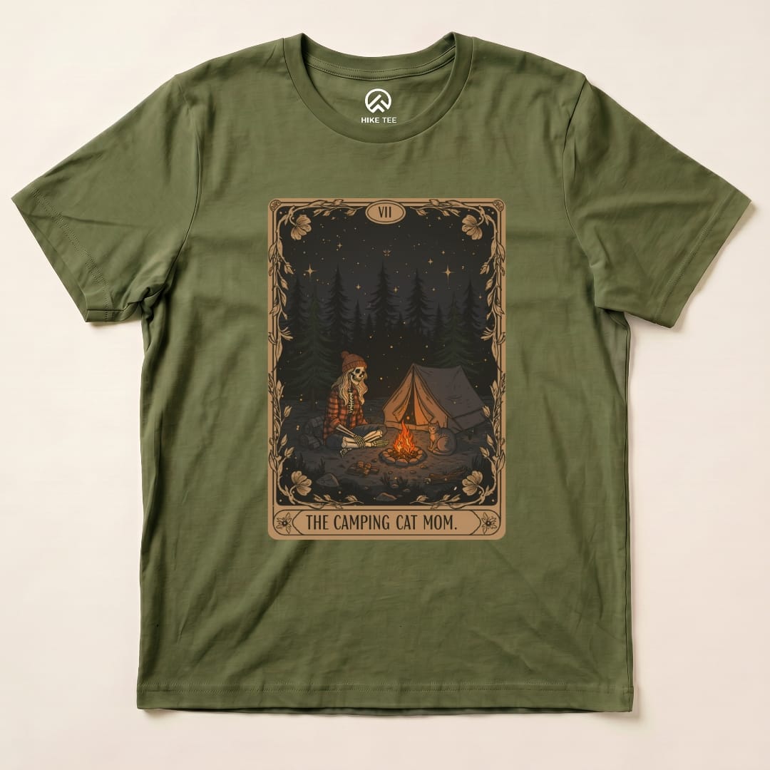 Hike Tee T-Shirt Military Green / S The Camping Cat Mom Shirt