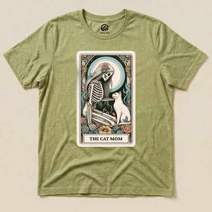 The Cat Mom Tarot Card Shirt Hike Tee T-Shirt Heather Green / S