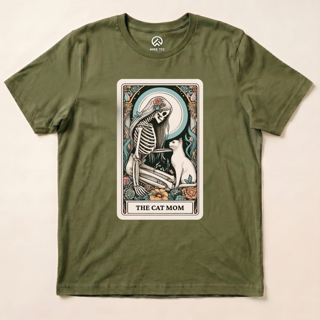 The Cat Mom Tarot Card Shirt Hike Tee T-Shirt Military Green / S