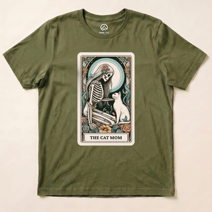 The Cat Mom Tarot Card Shirt Hike Tee T-Shirt Military Green / S
