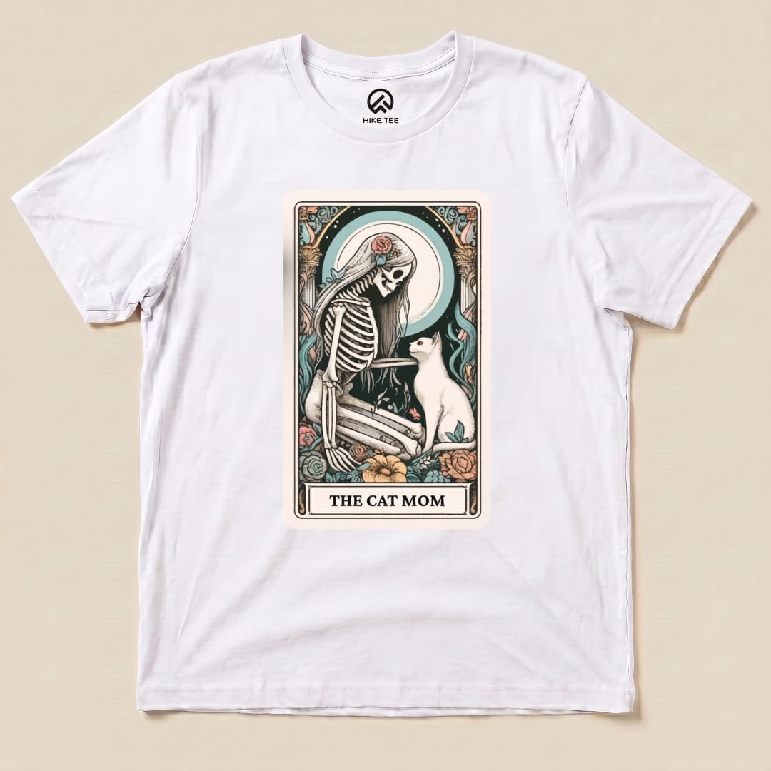 The Cat Mom Tarot Card Shirt Hike Tee T-Shirt White / S