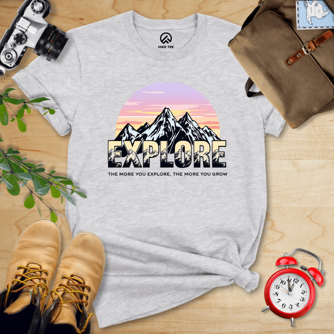 Hike Tee T-Shirt Athletic Heather / S The More You Explore The More You Grow Shirt