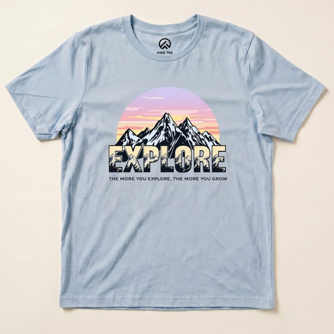 The More You Explore The More You Grow Shirt Hike Tee T-Shirt Baby Blue / S