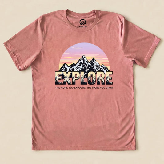 The More You Explore The More You Grow Shirt Hike Tee T-Shirt Heather Mauve / S