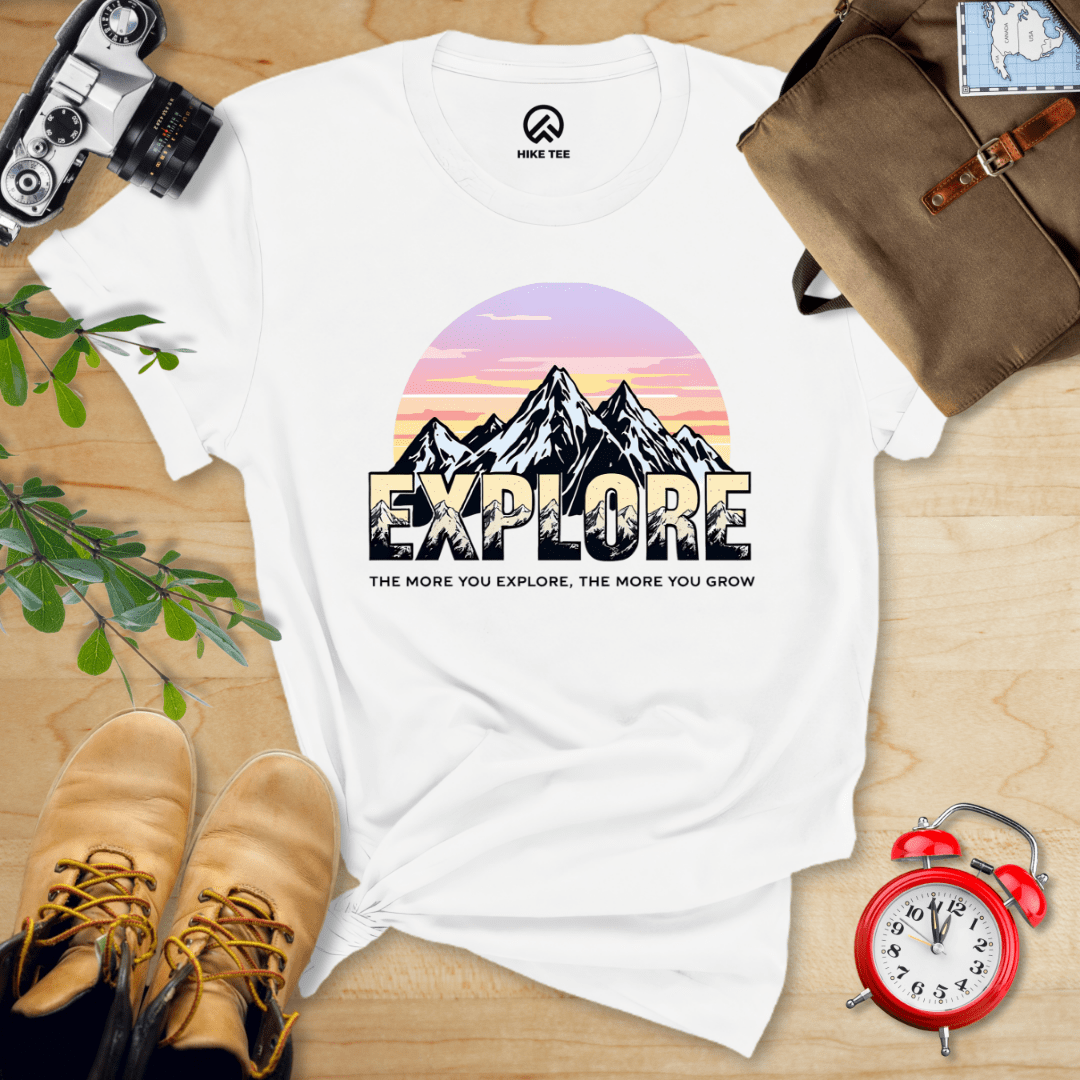 Hike Tee T-Shirt White / S The More You Explore The More You Grow Shirt