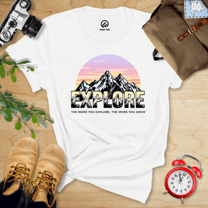Hike Tee T-Shirt White / S The More You Explore The More You Grow Shirt