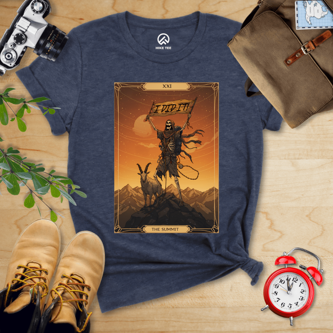 Hike Tee T-Shirt Heather Navy / S The Summit Tarrot Card Shirt