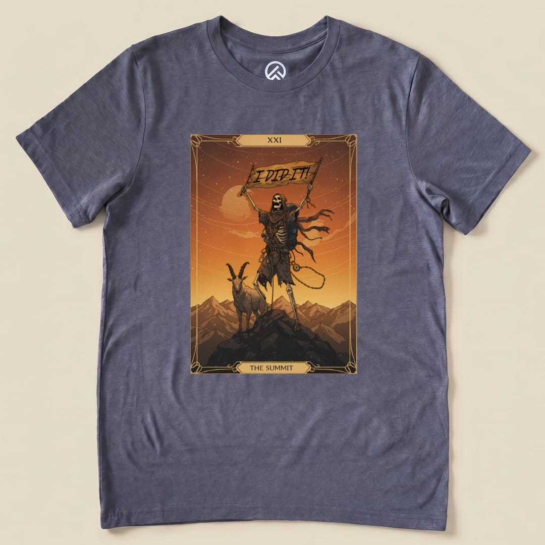Hike Tee T-Shirt Heather Navy / S The Summit Tarrot Card Shirt