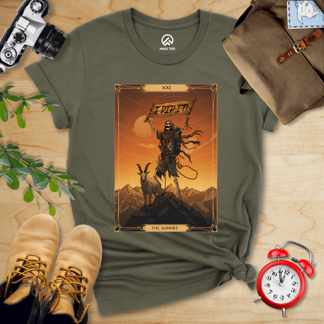 Hike Tee T-Shirt Military Green / S The Summit Tarrot Card Shirt