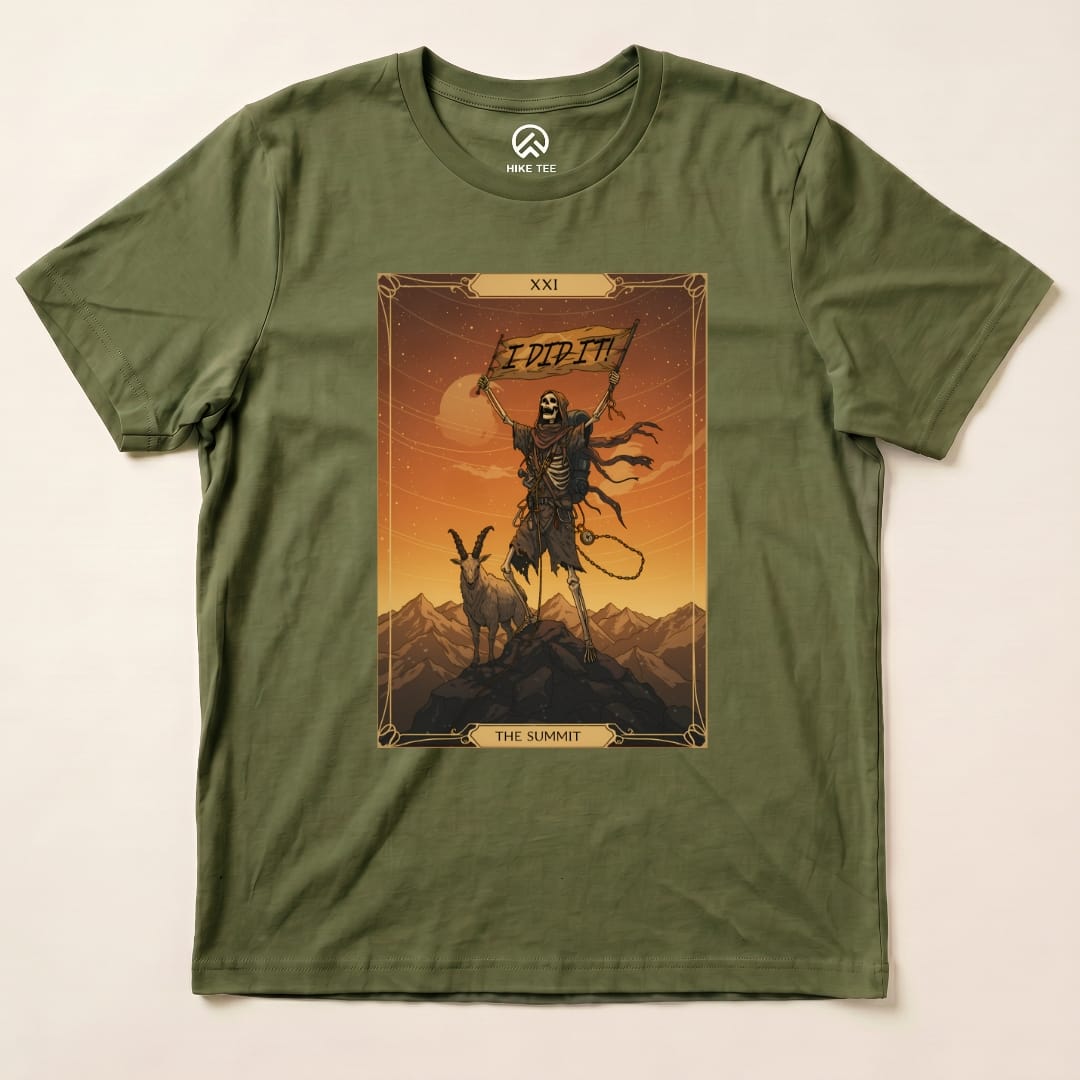 Hike Tee T-Shirt Military Green / S The Summit Tarrot Card Shirt