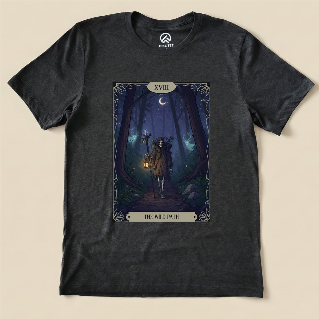 Hike Tee T-Shirt Dark Grey Heather / S The Wild Path Tarrot Card Shiirt
