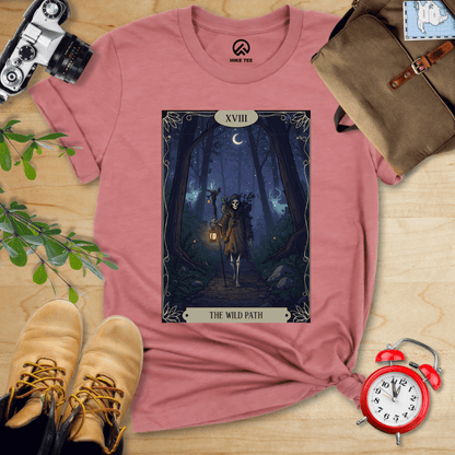 Hike Tee T-Shirt Heather Mauve / S The Wild Path Tarrot Card Shiirt